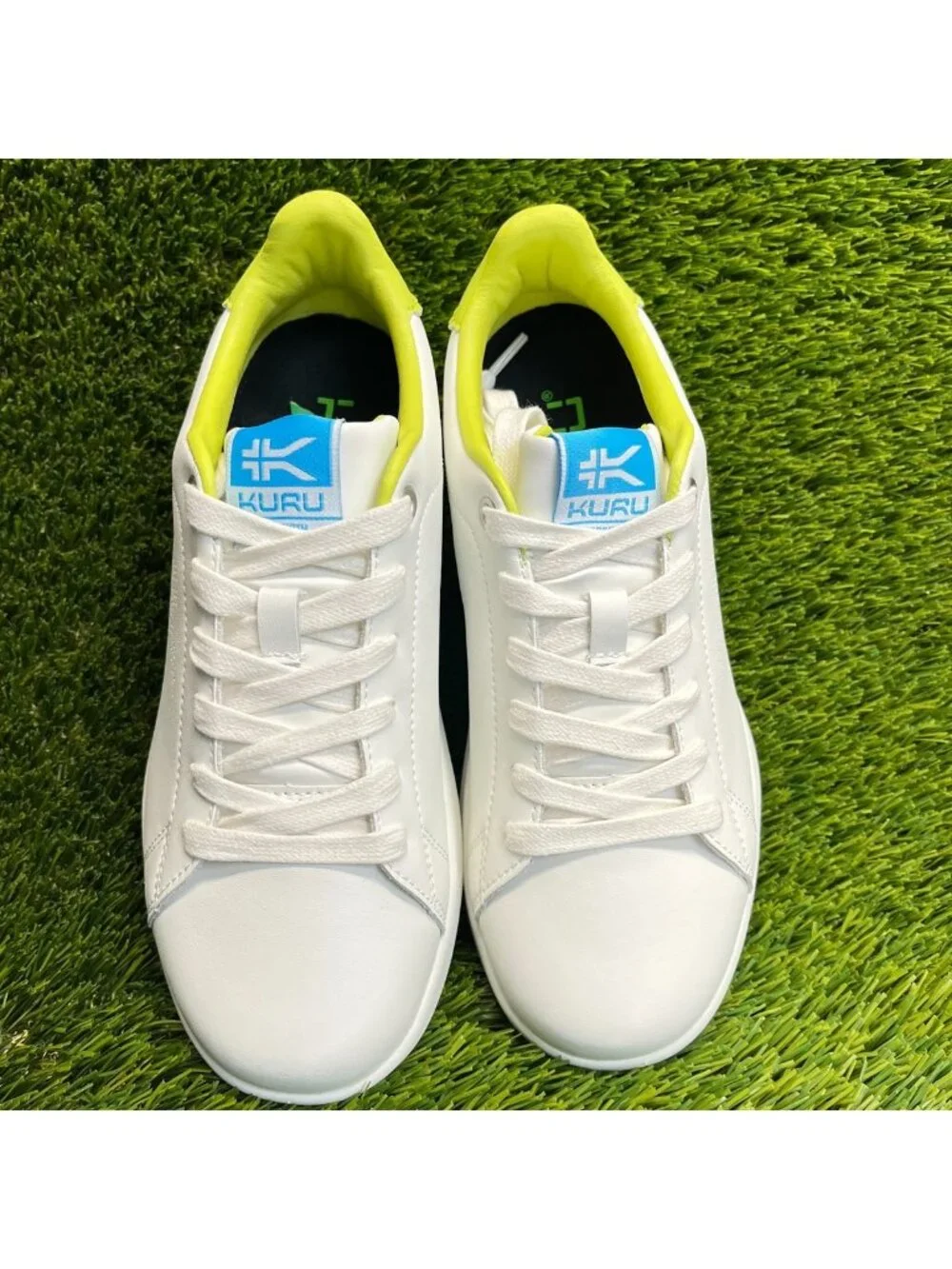 Kuru Roam Classic Court Womens Size 6 White Lime Athletic Leather Shoes Sneakers